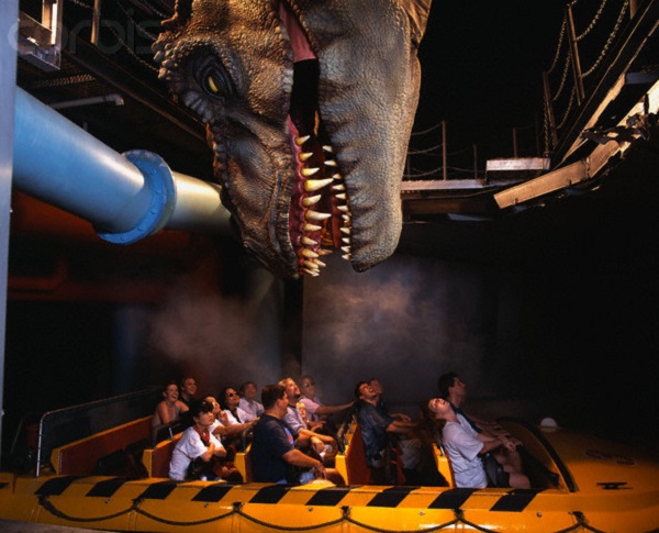 Los Angeles, California, USA --- T-Rex at the Jurassic Park Ride --- Image by © Louie Psihoyos/CORBIS